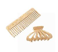 2pcs Hair Claw Clip with for Head Comb Set Acetate Hollow Geometric