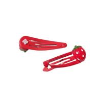 2pcs Hair Clips 3D Strawberry Hairpins Lovely Barrettes Fruit Resin Side Clip