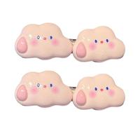 2pcs Hair Clips For Girls, Cute Hand-Painted Cloud Expressions With Glitter Stars Smooth Edge, For Girls Twin Tails Bun Lolita Travel Photo Prop B