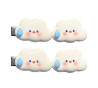2pcs Hair Clips For Girls, Cute Hand-Painted Cloud Expressions With Glitter Stars Smooth Edge, For Girls Twin Tails Bun Lolita Travel Photo Prop A