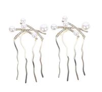 2pcs Hair Comb Bridal Hair Comb Hair Clip for Wedding Rhinestone Hair Comb Bridal Hair Side Comb Hairbrush for Women Hair Bun Comb Hair Comb Clip Pearls Hair Accessories，
