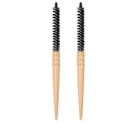 2pcs Hair Curling Comb Brush for Bangs, Small Wooden Volumising Tool | Nylon Bristles, round Teeth and Ergonomic Handle, for Short Layers, Home Use and Root Lifting