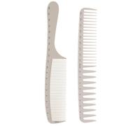 2pcs Hair Cutting Combs with Scale ABS White for Curly Long Hair | Measuring Scales, Wide Thin Teeth, Compact Carry for Parting, Braiding, and On-the-go Grooming