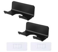 2pcs Hair Dryer Holder, Plastic Blow Dryer Holder Hairdryer Rack Wall Mounted Universal Fit Hair Dryer Stand Mount No Drilling Hair Dryer Wall Organizer for Bathroom Cabinet