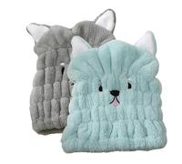 2Pcs Hair Drying Towels Microfibre Hair Towel Hat Super Absorbent Bath Cap with Cute Cat Rabbit Ear Dry Hair Cap Coral Fleece Hair Towel for Women Girl Hair Turban Cap Hair Wrap for Bath Spa Makeup