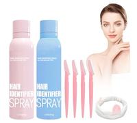 2PCS Hair Identifier Spray for Face Shaving,Fuzz Off Facial Hair Spray,Hair Identifier Spray Precision,Dermaplaning Spray Nourishing,Suitable for All Skin Types,Comes with 4 Blades and 1 Hair Band
