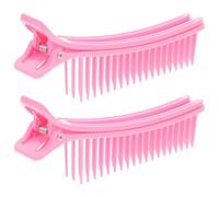 2pcs Hair Sectioning Clips for Women, Portable Plastic Pink Hair Clips | Smooth Finish, Gentle on Strands, Efficient Parting for Home Use and Extension Installation