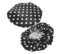 2pcs Hair Shower Cap Adjustable Waterproof Satin Black for Women Men