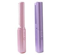 2Pcs Hair Straightener, Wireless Electric Hot Comb Fast Heating Portable Hot Comb USB Rechargeable Hair Straightener Brush for Women Men Brush