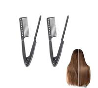 2pcs Hair Straightening Comb, 9.65 Inches Heat-Resistant V Hair Styling Comb,Anti Frizz with Ergonomic Handle, Portable No More Knots Hairdressing Equipment for Everyday Use Beginners (black)