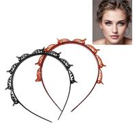 2Pcs Hairband with Clips Fashion Hairpin Headbands, Double Bangs Hairstyle Hairpin Teeth Comb Hair Hoop Headband Non-slip Braided Headband Double Layer Twist Plait Headband for Women Girls