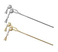 2pcs Hairpin Hair Barrettes Hair Clips Hair Accessories for Hair Toppers Bristle Pearl Hair Braiding Curler Hair Chopsticks Hair Bun Stick Retro Hair Stick Alloy Beaupretty