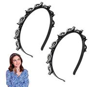 2Pcs Hairpin Rhinestones Headbands Double Bangs Hairstyle Hairpin Twist And Hair Clip Headband with Clips Hair Bands Teeth Comb Styling Accessories for Women Girls (White)