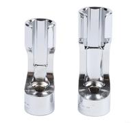 2pcs Half Inch Drive Diesel Injector Line Socket Wrench Set With Slotted Side For Oxygen Sensor And Fuel Pipe Removal In 17mm And 19mm Sizes Made Of Chrome Vanadium Steel Silver Finish For Auto Repair