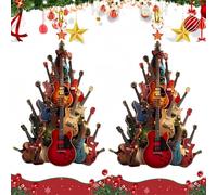 2PCS Hallow/een & Christmas Decorations,Guitar Christmas Tree Ornaments,Music Theme Holiday Decor for Xm/as Tree,Gift for Music Lovers & Teachers,X/mas Party Musical Instrument Gift