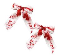 2Pcs Halloween Bloody Hair Bow Blood Hair Bows for Women,Bow Hair Clips, Bowknot Hairpin Barrettes for Women Girls Fancy Dressed up H/air Accessories Zombie Cheerleader,Cosplay