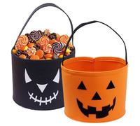2Pcs Halloween Bucket,Trick or Treat Bucket,Pumpkin Monster Candy Basket with Handles,Foldable Goodie Bags for Party, Shelf Baskets,Large Capacity Felt Fall Decorations (2,4 colors)
