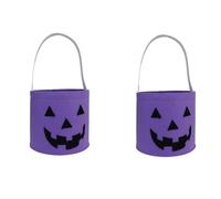 2Pcs Halloween Bucket,Trick or Treat Bucket,Pumpkin Monster Candy Basket with Handles,Foldable Goodie Bags for Party, Shelf Baskets,Large Capacity Felt Fall Decorations (Purple,2)