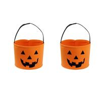 2Pcs Halloween Bucket,Trick or Treat Bucket,Pumpkin Monster Candy Basket with Handles,Foldable Goodie Bags for Party, Shelf Baskets,Large Capacity Felt Fall Decorations (Orange,2)
