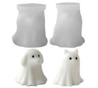 2PCS Halloween Candle Moulds, Ghosts Silicone Candle Mould, Cute Ghosts Sculpture Casting Mould, for Candles Making Resin Aromatherapy Gypsum Wax Clay Craft