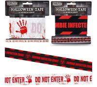 2Pcs Halloween Caution Tape Set 20ft x 7cm, ZOMBIE INFECTED ZONE & DO NOT ENTER Warning Banners for Party Decorations, Spooky Barrier Tape for Indoor Outdoor Fright Props