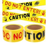 2pcs Halloween Decorations Outdoor accessories Caution Tape Do Not Enter amd Caution Yellow Warning Tape 25 M X 4.8 Cm for Parties Zombie Decor, Haunted Houses Safety Tapes for Workplace Danger Areas