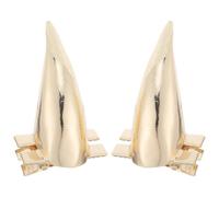 2pcs Halloween Devil Horn Hair Clips Golden Alloy for Women Cosplay | Realistic 3d Shape, Built-in Metal Wire, Strong Hold, Non-slip Comfort, 5.40x3.40x2.20cm Pair