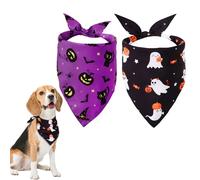2pcs Halloween Dog Bandanas - Dog Scarf Costume with Pumpkin Ghost Prints, Halloween Bandana for Dogs & Cats, Halloween Pet Dress-Up Accessories (Pet Supplies)