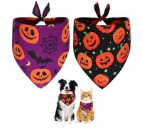 2PCS Halloween Dog Bandanas, Pumpkin Dog Bandana for Boys and Girls, Adjustable Pet Bandana for Pet Gifts