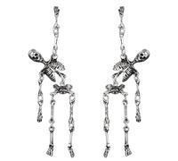 2pcs Halloween Earrings, Spooky Skull Skeleton Dangle Earrings Punk Gothic Jewelry Accessories for Halloween Party Cosplay