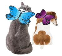 2PCS Halloween for Dogs Dog Costume Butterfly Shape Dog Adjustable Cat Apparel Cute Felt Fabric Cat Outfit Costumes for Cats Blue+Purple