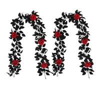 2Pcs Halloween Garlands 5.7ft Artificial Rose Garland with Black Vines Hanging Vine Halloween Decorations for Table Room Party Wall
