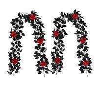 2Pcs Halloween Garlands 5.7ft Artificial Rose Garland with Black Vines Hanging Vine Halloween Decorations for Table Room Party Wall Black Vines