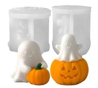 2PCS Halloween Ghost Candle Mould, 3D Ghost Resin Casting Moulds, Silicone Resin Epoxy Mold, Candle Making Moulds for Halloween Decoration, Ghosts Baking Mould for Soap, Chocolate, Candles