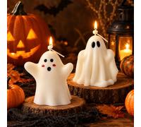 2Pcs Halloween Ghost Candle Set, Lovely Halloween Ghost Scented Candles | English Pear & Freesia Ghost Candles, Halloween Candles for Holiday Ornament, Daily Relaxing & Halloween Gifts for Women