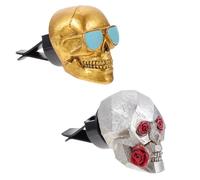 2pcs Halloween Ghost Head Car Air Vent Perfume Clip Resin Ornament | Wind Driven Fragrance, Scratch Free Mounting, Car Interior Decoration, Office Desk Fan Use