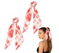 2Pcs Halloween Hair Scarf Scrunchies for Women,Fake Bloody Elastic Hair Band Ribbon Bow Scrunchies Ponytail Holder Floral Flower Polka Dot Scrunchy Ties Halloween Hair Accessories for Women Girls