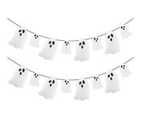 2pcs Halloween Hanging Ghosts Set Funny White Ghost Banners & Garland Outdoor Indoor Hanging Banners, Spooky Halloween Decorations & Festive Party Garlands