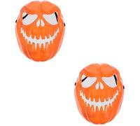 2pcs Halloween Horror Pumpkin Mask Scary Plastic Cosplay Terror Party | Orange PP Plastic, Thickened Build with Eye and Nose Holes, Funny Creative Prop for Adults
