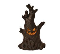2pcs Halloween Lanterns, Halloween Decor Black Tree Stump Shape Lantern Lights Mini Halloween Ghost Smile Jack-o'-Lantern Candle for Indoor Outdoor Halloween Table Decorations