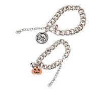 2pcs Halloween Party Dog Collars Creative Skull Cats Bright Neck Rings for Halloween Festive Occasions Fit for All Pets