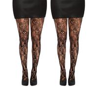2Pcs Halloween, Patterned Tights, Ladies Fashion Goth Clothes Women Floral Lace Patterned Toghts, Gothic Clothes Various Spider Web Ghost Skull Bone & Bat Prints for Gothic Fashion