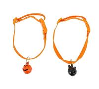2pcs Halloween Pet Neckchain Adjustable Pumpkin Ghost Pendant Dog Cat Collar Party Costume Festive Outdoor Sports Accessory
