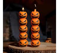 2Pcs Halloween Pumpkin Candle Taper Candles Novelty Finger Bleeding Sticks Skull Handmade Wax Scented Candle for Halloween Party, Bedroom & Fall Decor (Pumpkin)
