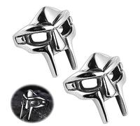 2Pcs Halloween Punk Skull Rings, Doom Mask Gladiator Style, Pharaoh Mask Punk Retro Stainless Steel, Nordic Pagan Silver Metal Rings for Men and Women