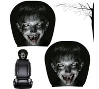 2pcs Halloween Scary Head Rest Cover For Cars Reusable Funny Ghost Human
