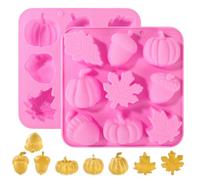 2pcs Halloween Silicone Molds, 3D Halloween Thanksgiving Candy Mould Fall Maple Leaf Pumpkin Molds for Baking Making Chocolate Gummy Jelly Dessert Cupcake Topper