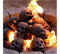 2PCS Halloween Skull Log, Ceramic Human Skull Fireproof Fire Pit Decoration for Bonfire Campfire Fireplace Firepit, Durable Reusable Skulls Log Terrifying Halloween Decor for Gas Propane Wood Fires