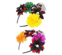 2pcs Halloween Skull Rose Flower Headband for Day of Dead Parties