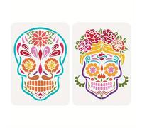 2pcs Halloween Skull Wall Stencils Template Reusable Spray PaintStencils for Craft Painting On Wood Craft Canvas Walls Wood Furniture Decorations DIY Scrapbooking